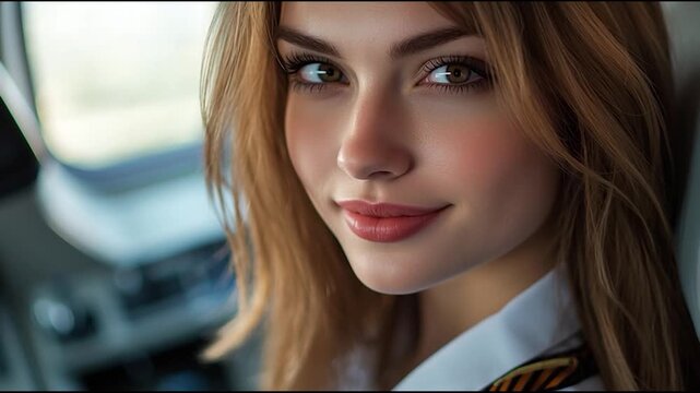 Flight attendant stewardess smiling beautiful