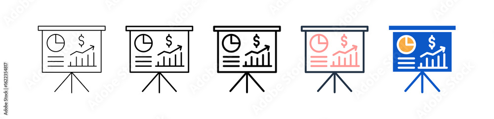 Poster presentation different style icons set vector illustration.