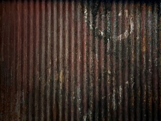 old rusty metal roof texture background. Rusted galvanized iron plate, red stain on old metal sheet wall texture. strip zinc wall background texture.