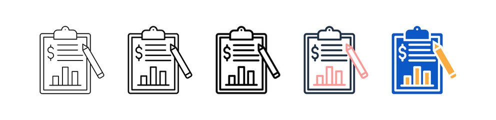 Financial Report different style icons set vector illustration. 