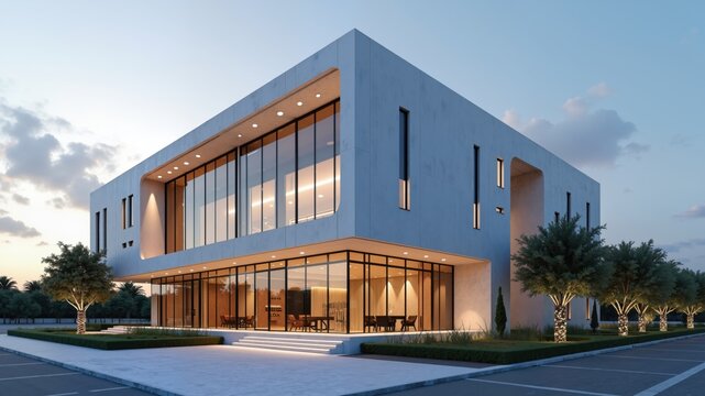  Modern architecture of a corporate building. Muslim business. Authentic Arabian style.
