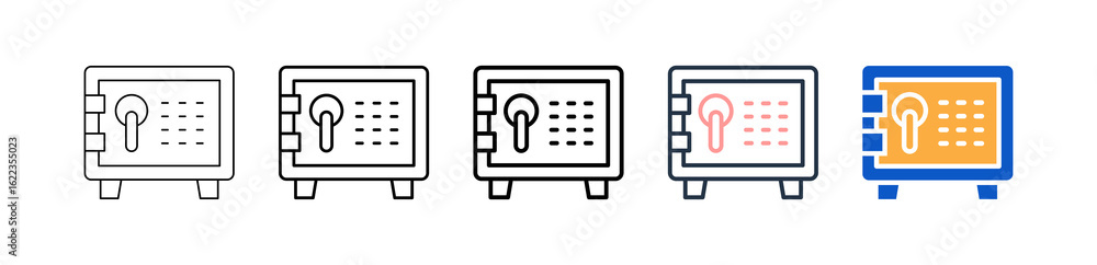 Poster safe box different style icons set vector illustration.