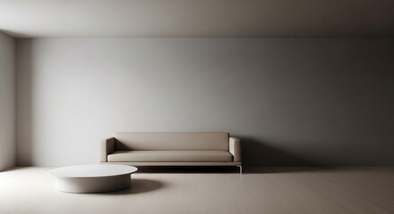 Minimalist Interior Design with Sofa and Table, A Serene and Contemporary Space