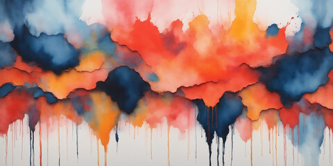 Vibrant Abstract Watercolor Painting With Rich Colors and Flowing Blended Textures