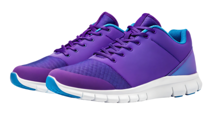 trendy purple and blue athletic sneakers for modern sports performance and urban fitness isolated isolated on white background