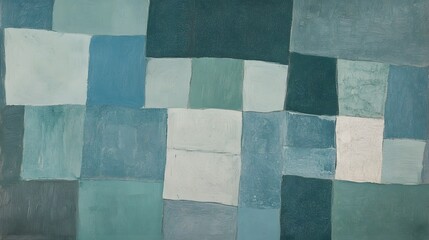 Abstract Blue Green Geometric Canvas Art Painting