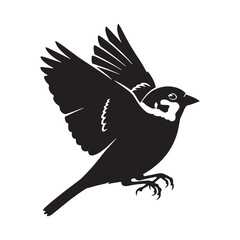 Garden Sparrow Silhouette – Sparrow Vector Art Highlighting Backyard Wildlife – Sparrow Illustration – Bird Silhouette – Silhouette of Sparrow

