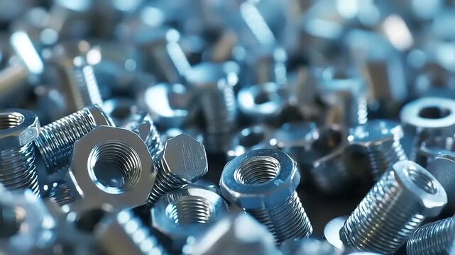 Close-up of many metal fasteners