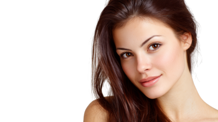 Captivating portrait of a woman with luxurious long brown hair, study in beauty and style.