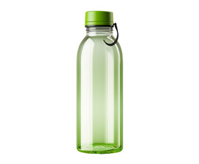 Modern sleek green reusable water bottle for hydration on white background on transparent background
