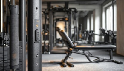 Gym interior with various exercise machines