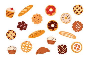 Sweet Pastry Assortment: A delightful array of freshly baked pastry goods including croissants, cakes, donuts, and more. perfect for a bakery or culinary design