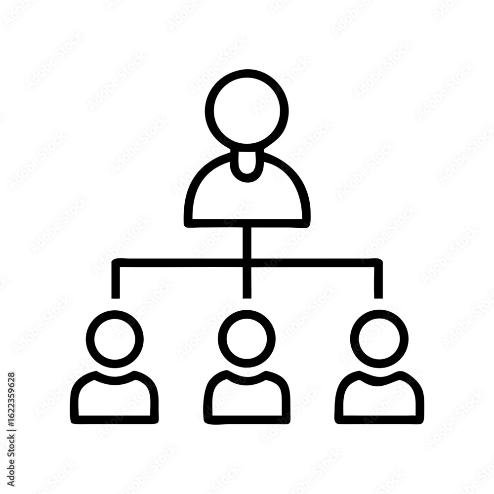Aufkleber business process hierarchy with line editable icons in modern style