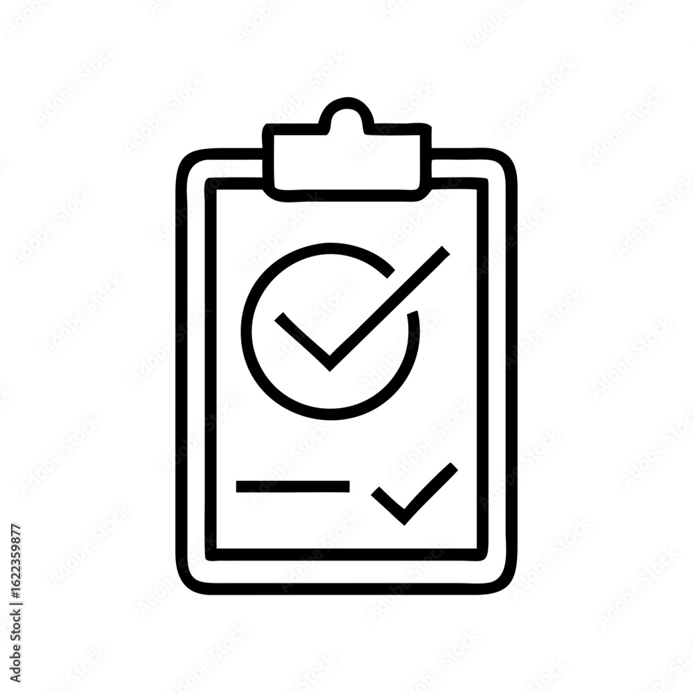 Poster line editable icon of a clipboard with checkmarks in thin line style