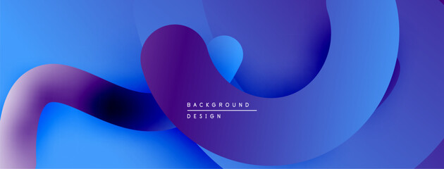 Abstract fluid shapes, vibrant blue purple gradients. Modern design, smooth curves create dynamic composition. Minimalist aesthetic.