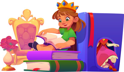 Boy Sitting on Books