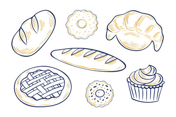 Artisanal Bakery Delights: A captivating illustration of various freshly baked bread, pastries, and sweets. This image captures the essence of a culinary delight.