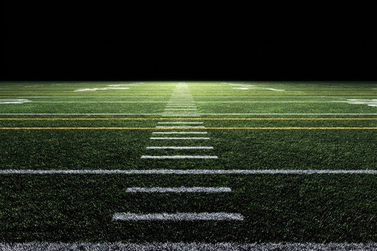 Football field at night, dark background