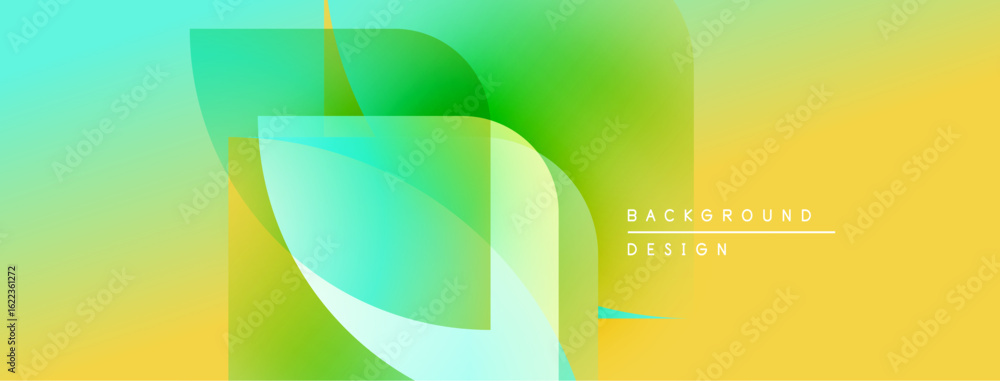 Poster abstract gradient background. overlapping shapes create dynamic visual effect. bright colors blend s