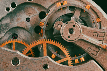 view of gears from old mechanism