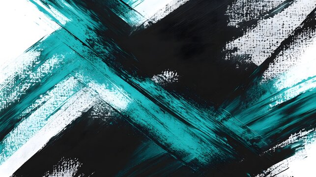 Abstract Teal Black White Brush Strokes Painting Texture