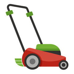 Electric colorful lawn mower vector on white background.