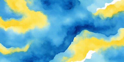 Abstract Blue and Yellow Watercolor Texture Design for Backgrounds