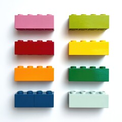 Colorful, rectangular building blocks in a grid