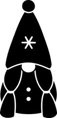 Christmas gnome with snowflakes on his hat silhouette.
Cute holiday gnome vector Isolated.
Transparent background. SVG.