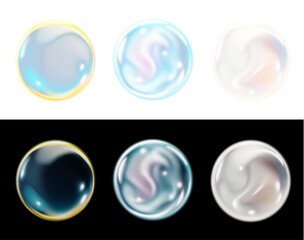 Bubble, soft, dreamy, clear, colours, sphere give bright PNG glow. This PNG Overlay adds transparent rainbow bubble, ideal for airy, summer, and decorative graphic compositions.