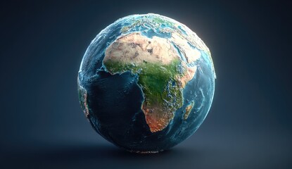 Fototapeta premium Detailed 3D Earth globe, featuring continents and oceans
