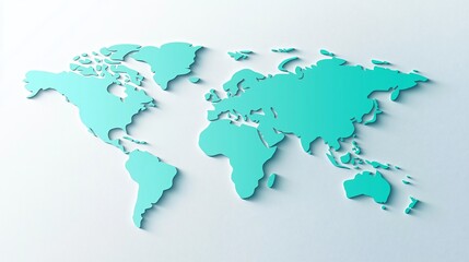 Obraz premium Minimal vector world map in blue,navy,teal and pastel palette, white background, fresh and modern infographic design, tech-oriented visual style