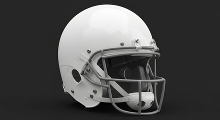 White American Football Helmet with Gray Facemask on Transparent Background
