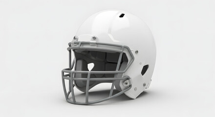 Fototapeta premium White American Football Helmet with Grey Face Mask on Plain White Background