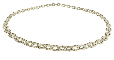 Fototapeta premium High-resolution 3D illustration of a decorative gold chain forming a contemporary round frame with a varied, composite link design. Perfect for elegant projects.