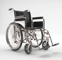 Fototapeta premium Modern wheelchair, chrome frame, black seat