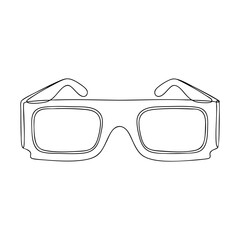 Vector line art of 3D glasses with rectangular lenses, minimal sketch in black outline style