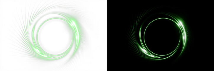 Light, swirl, circle, spiral, water — dynamic swirl PNG with green motion effect. Abstract transparent PNG Overlay with vortex pattern for design, illustration, or liquid visuals