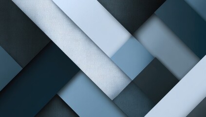 Abstract geometric pattern of layered, diagonal shapes in shades of blue and gray