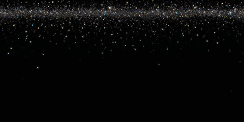 Silver Confetti Falling Isolated on a Black Background for Celebrations