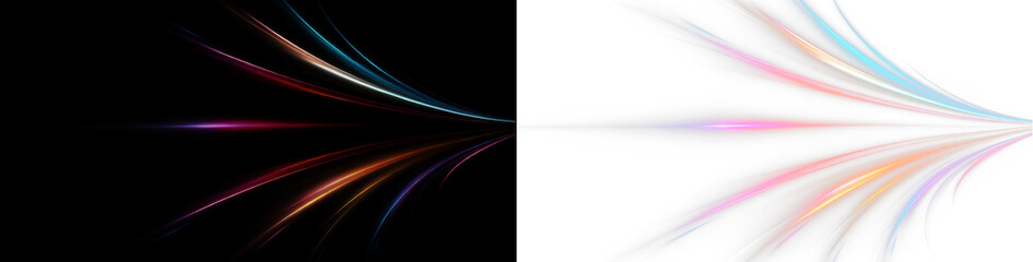 Light, trail, rainbow, overlay, colours — glowing rainbow spectrum PNG tail with smooth blur and bright flare. Perfect transparent PNG Overlay for fantasy, tech, or motion visuals