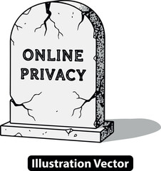 Conceptual illustration of a gravestone marking the end of digital online privacy