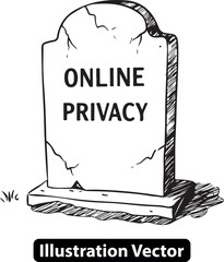 Conceptual illustration of a gravestone marking the symbolic death of online privacy.