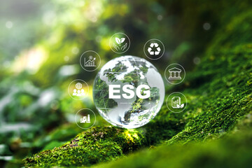 Crystal earth in forest ESG concept ,Sustainable development goal (SDGs) Ideas for Sustainable...
