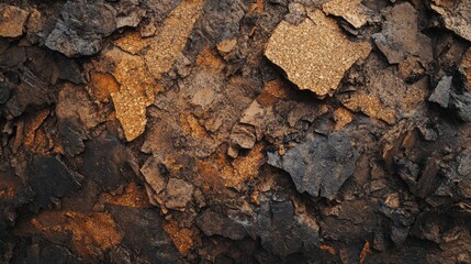 Close-up view of fragmented, textured surface.