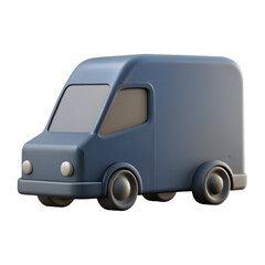 Cartoon delivery van 3d render isolated on transparent background