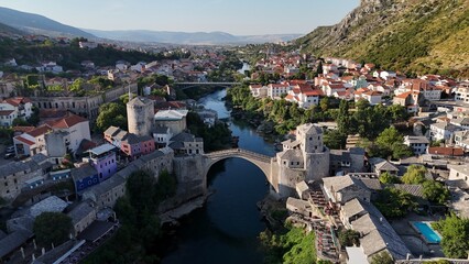 Mostar Bosnia and Herzegovina Neretva River Stari Most Old Bridge town balkans