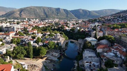 Mostar Bosnia and Herzegovina Neretva River Stari Most Old Bridge town balkans