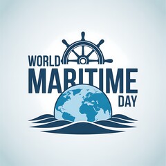 World maritime day celebration with globe and ship s wheel