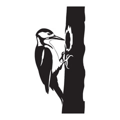 Crisp Woodpecker Silhouette – Woodpecker Vector Outline for Professional Projects – Bird Silhouette – Silhouette of Woodpecker

